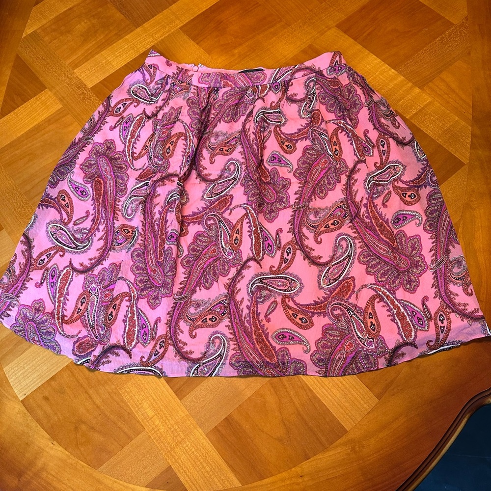 J.Crew Skirt 4 Pink Paisley Print Short 100% Silk Lined Glinda Spring Preppy